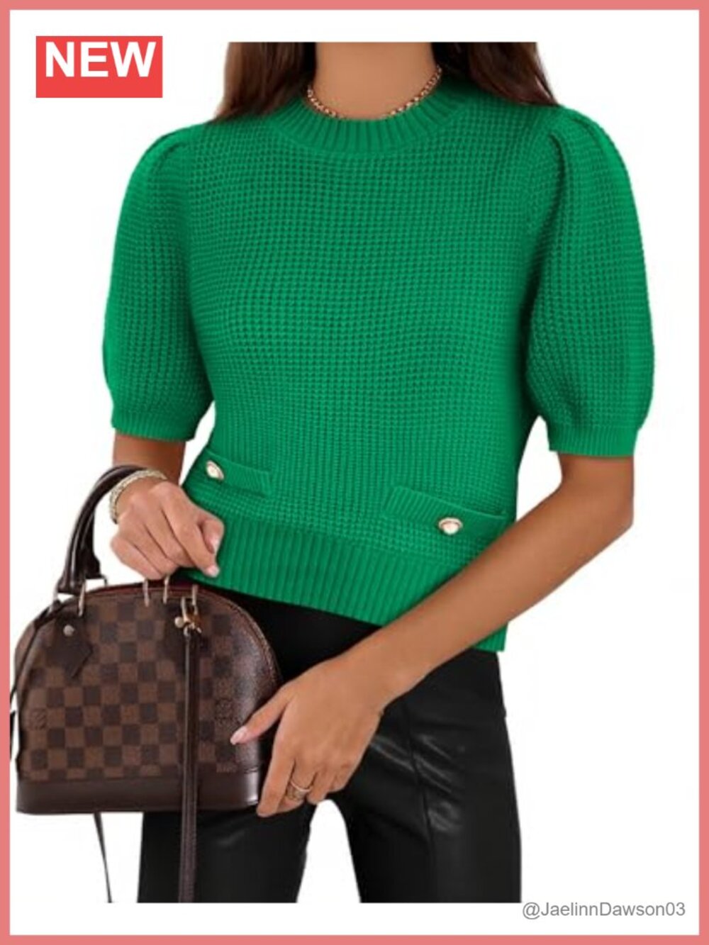 Puff Short Sleeve Cropped Ribbed Knit Sweater - Cotton Blend Pullover